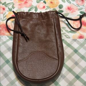 Butter soft Brown Leather Drawstring tobacco Pouch